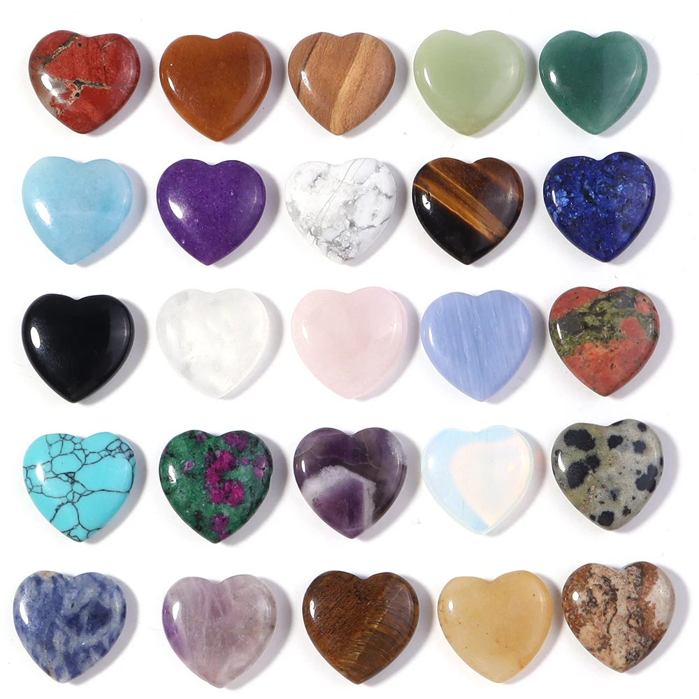 

5pcs No Hole Heart Natural Stone Beads Love Shape Agate Turquoise Crystal Loose Beads For Jewelry Making DIY Necklace Accessory