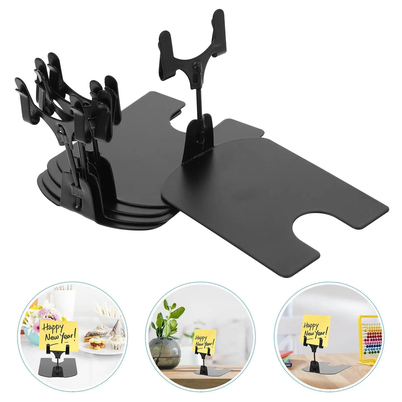 5 Pcs Price Tag Holder Card Display Rack Vertical Black Iron Sturdy Shelf Organizer Reusable Cake Store Labels