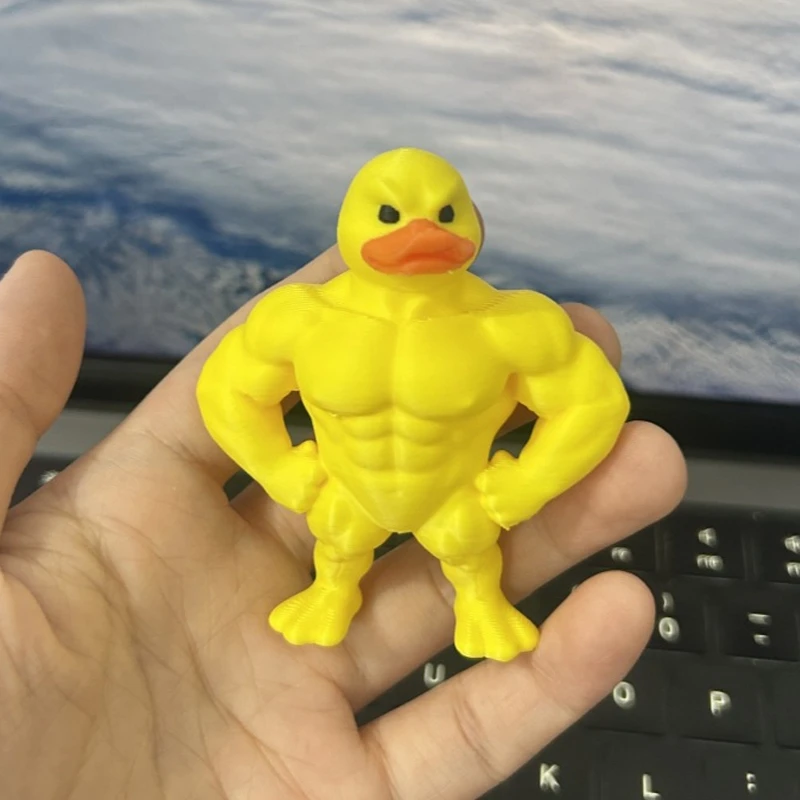 عضلات بطة تمثال زخرفة مكتب ملحق ثلاثية الأبعاد مطبوعة بطة لعبة مضحك مكتب ملحق هدايا عيد الميلاد #6