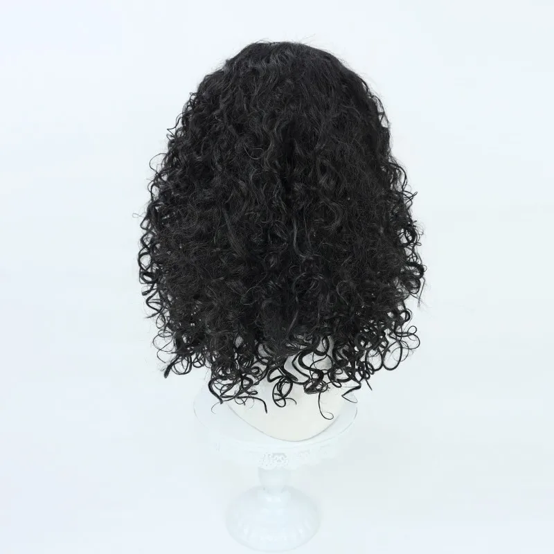 ONE PIECE Usopp Cosplay Wigs 48cm Black Middle Parted Scalp Curly Hair Heat Resistant High Temperature Silk Short Hair