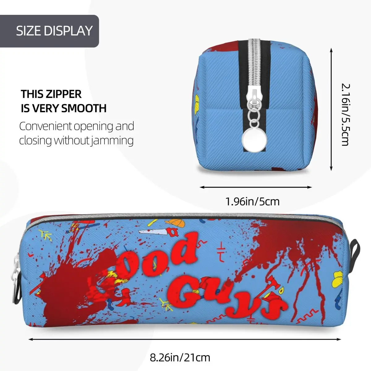 Imagem -04 - Chucky Doll Horror Pencil Case Creative Good Guys Pen Bags Grande Armazenamento Bolsa Cosmética para Estudantes Meninas e Meninos