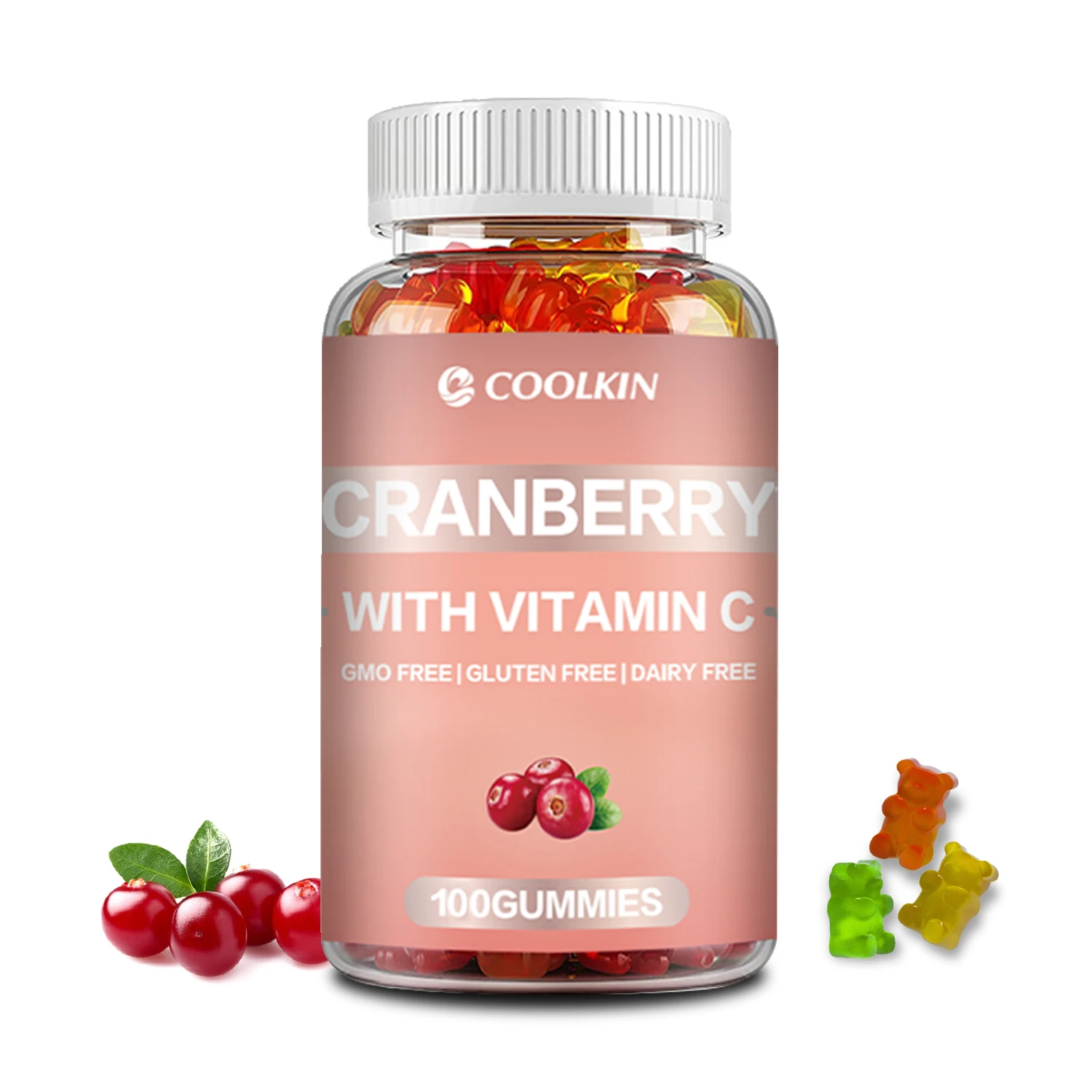 

Cranberry + Vitamin C Gummies - Antioxidants, Helps Cleanse and Protect The Urinary System, Kidney Function, Boosts Immunity