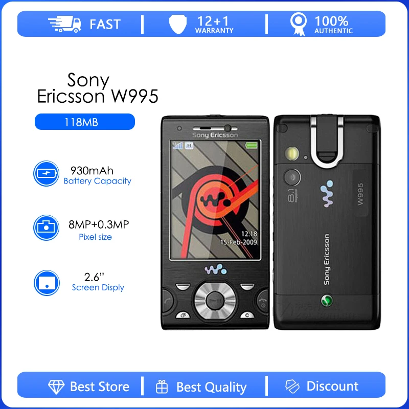 Sony Ericsson W995i odnowiony-oryginalny odblokowany W995 telefon komórkowy suwak telefon muzyczny 3G WIFI telefon GPS darmowa wysyłka