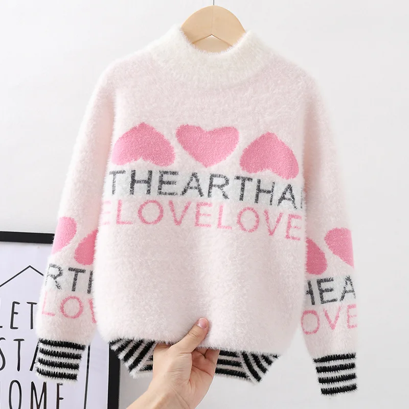 

Girls Sweaters 2022 New Baby Knitted Sweater Kids Pullover High Collar Jumper Autumn Winter