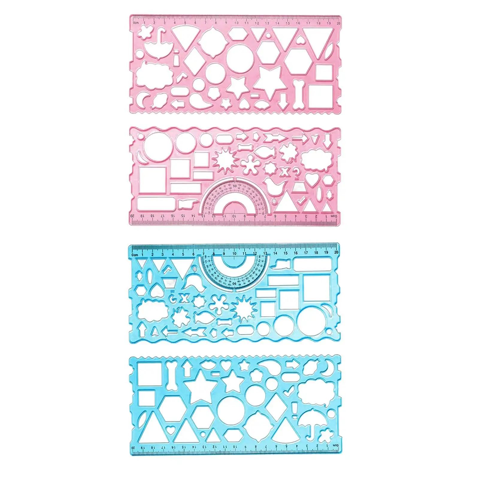 قالب رسم 20 سم مسطرة هندسية شفافة محمولة متعددة الوظائف لصياغة أداة قياس اللوازم المكتبية المعماري