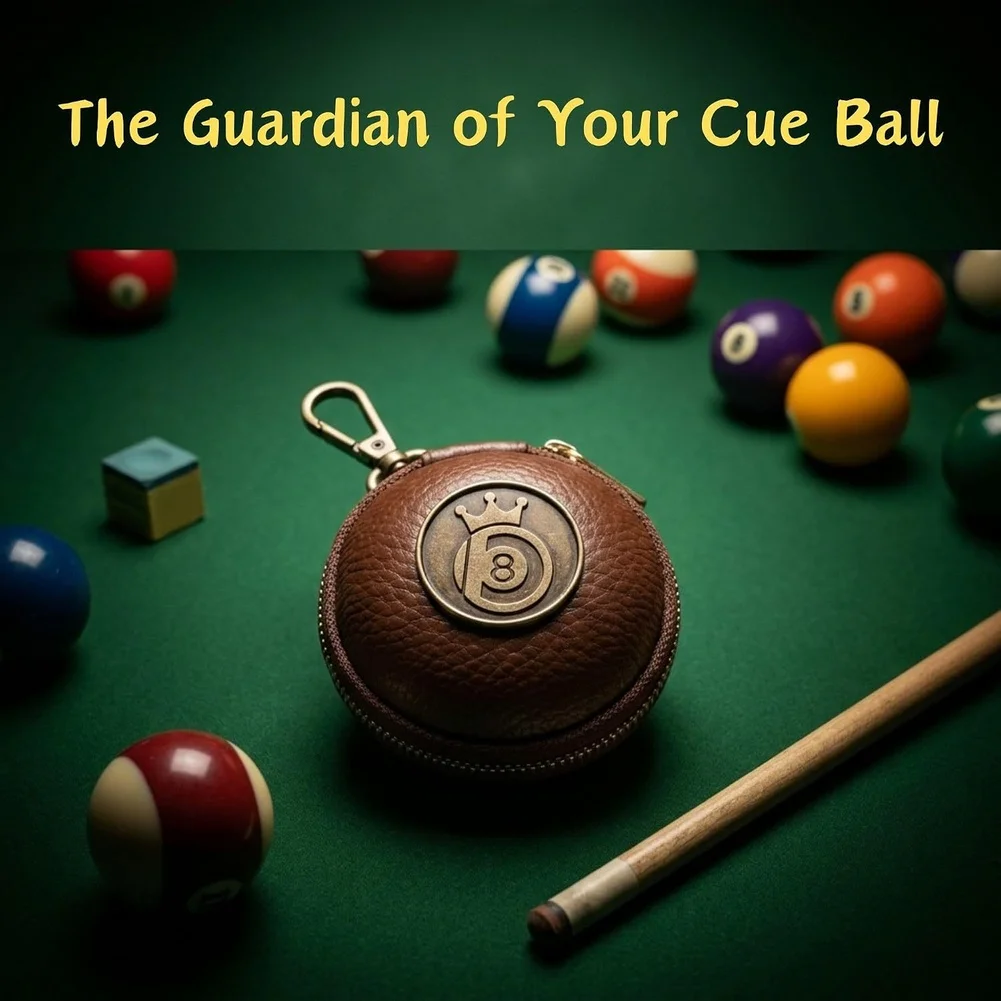 Compact For billiard Ball Bag PU Leather Rotatable Clip Hook for 2 1/4 Inch Pool Balls Sturdy Zipper Mechanism