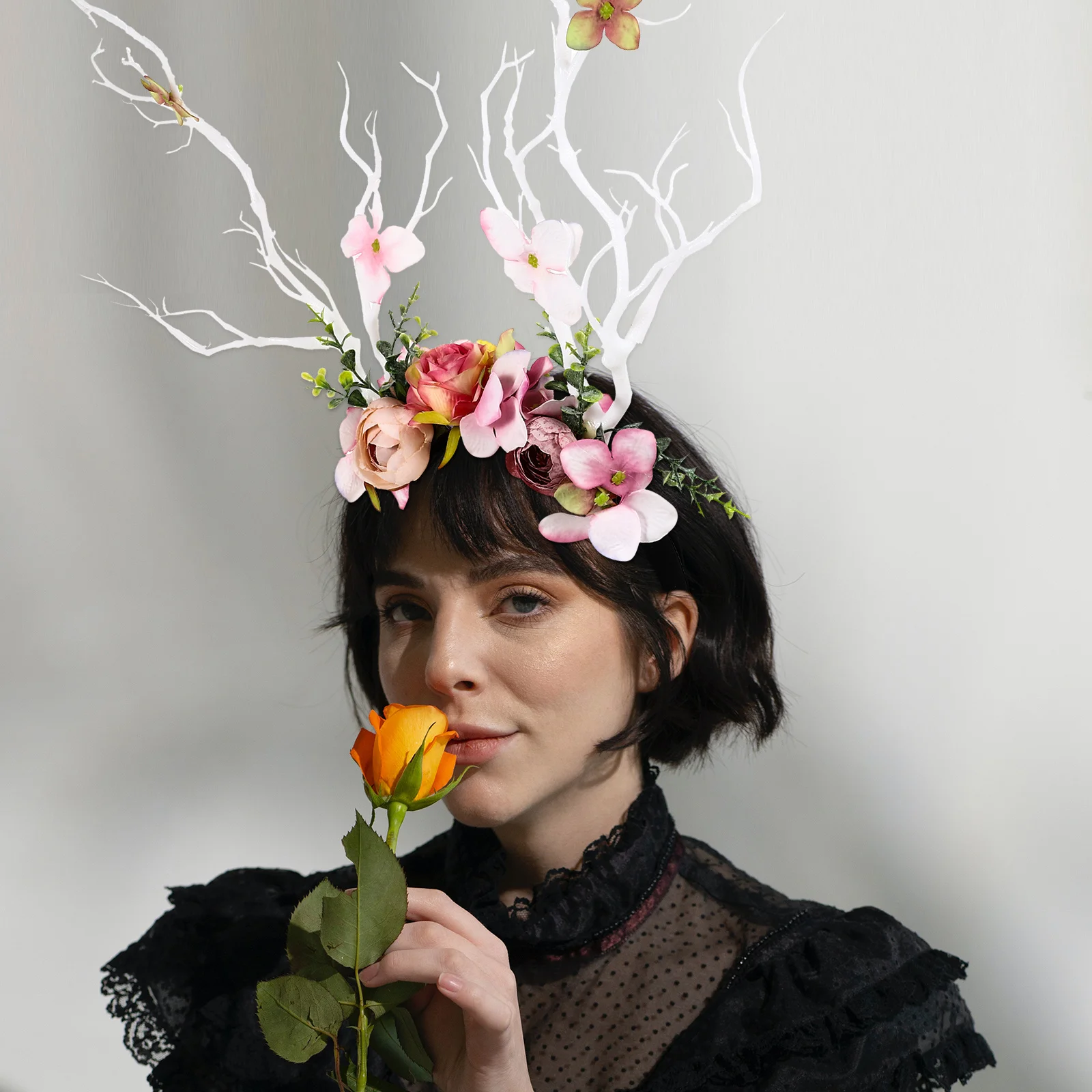 

1pc Flower Hair Hoops Simulated Branch Hair Decor Antler Headband For Women Festival Party Christmas Cosplay Headdress
