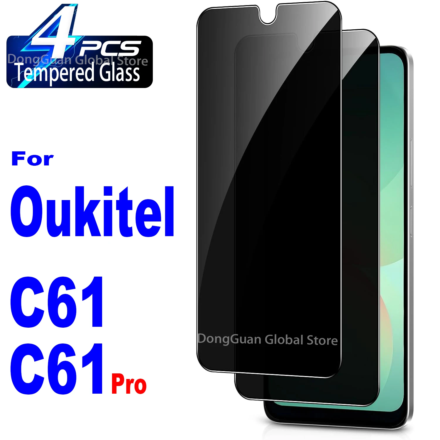 For Oukitel C61 / C61 Pro Anti Spy Tempered Glass Protector Privacy Screen Film