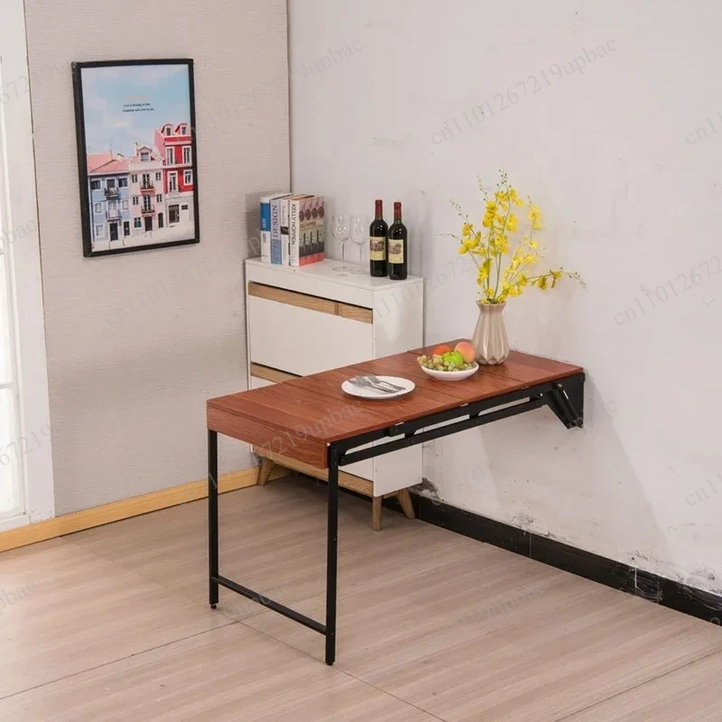Wall Mounted Folding Table Wooden Floating Shelf Drop Leaf Dining Desk for Home Kitchen Office