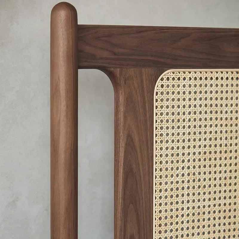 الجوز الأسود الأمريكي القديم، سرير الروطان الخشبي الصلب بالكامل، سرير مزدوج حديث وبسيط #3