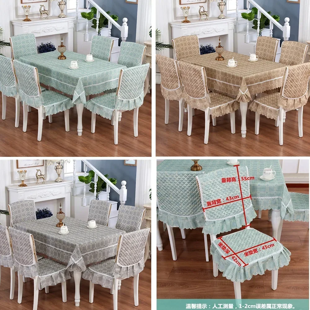 

Simplicity dining tablecloth Chair cover high quality kitchen table Quilted non-slip straps dining chair cushion table cloth set