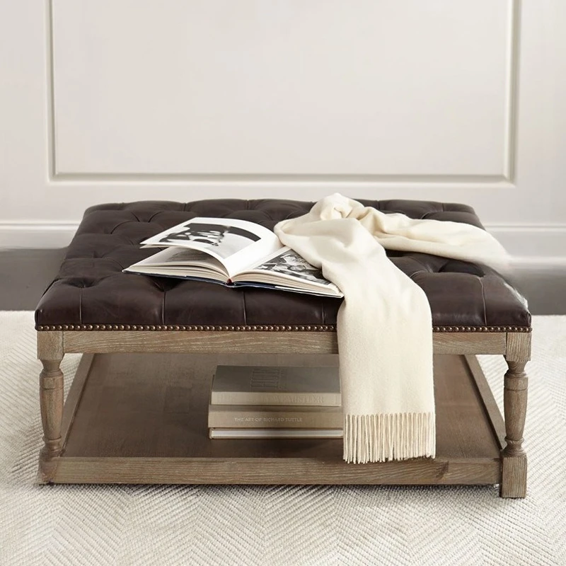 American solid wood changing stool fabric sofa pedal foyer shoe changing stool cloakroom solid wood changing stool pull button