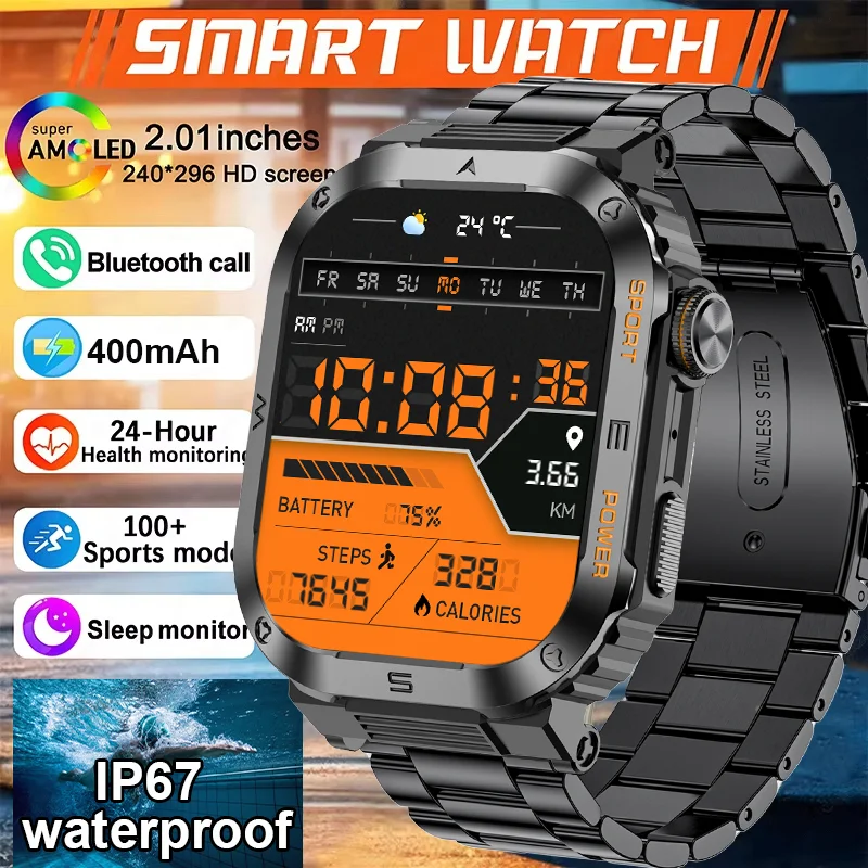 

DAORKOW Smart Watch Men 400mAh Large Battery Fitness Tracker Heart Rate IP67 Waterproof Bluetooth Call Sport Military Smartwatch