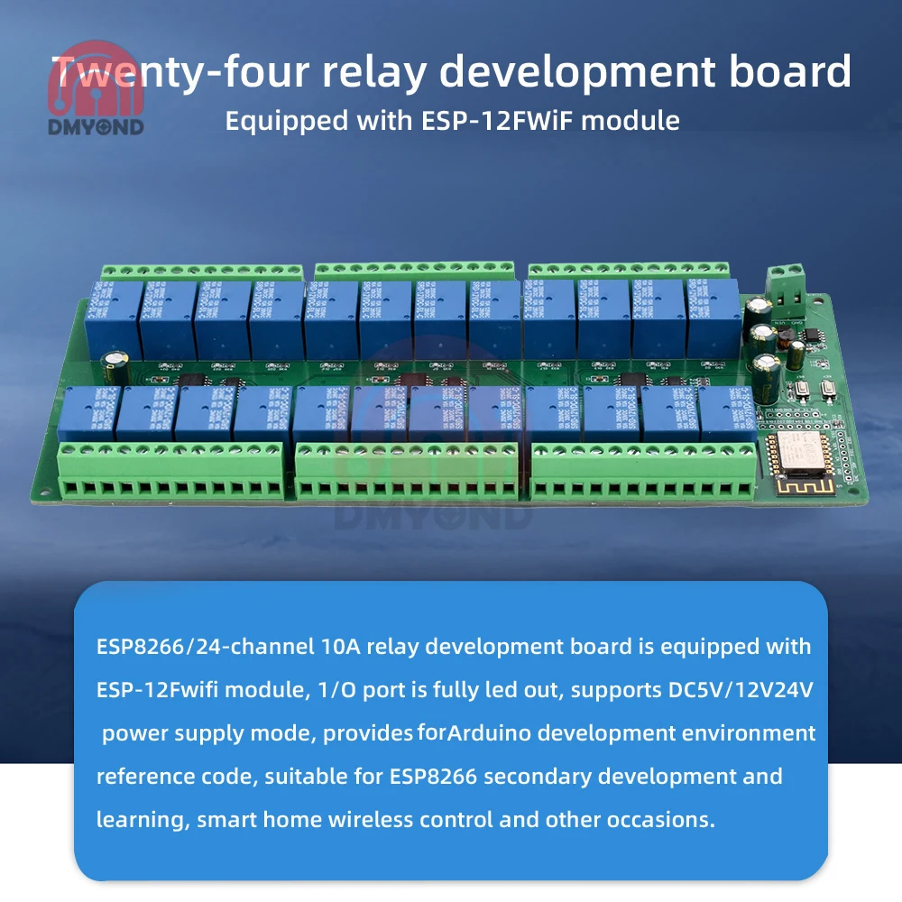 ESP8266 WIFI modulo relè a 24 canali ESP-12F scheda di sviluppo relè alimentatore 5V/12V/24V/10A per controllo Wireless Smart Home