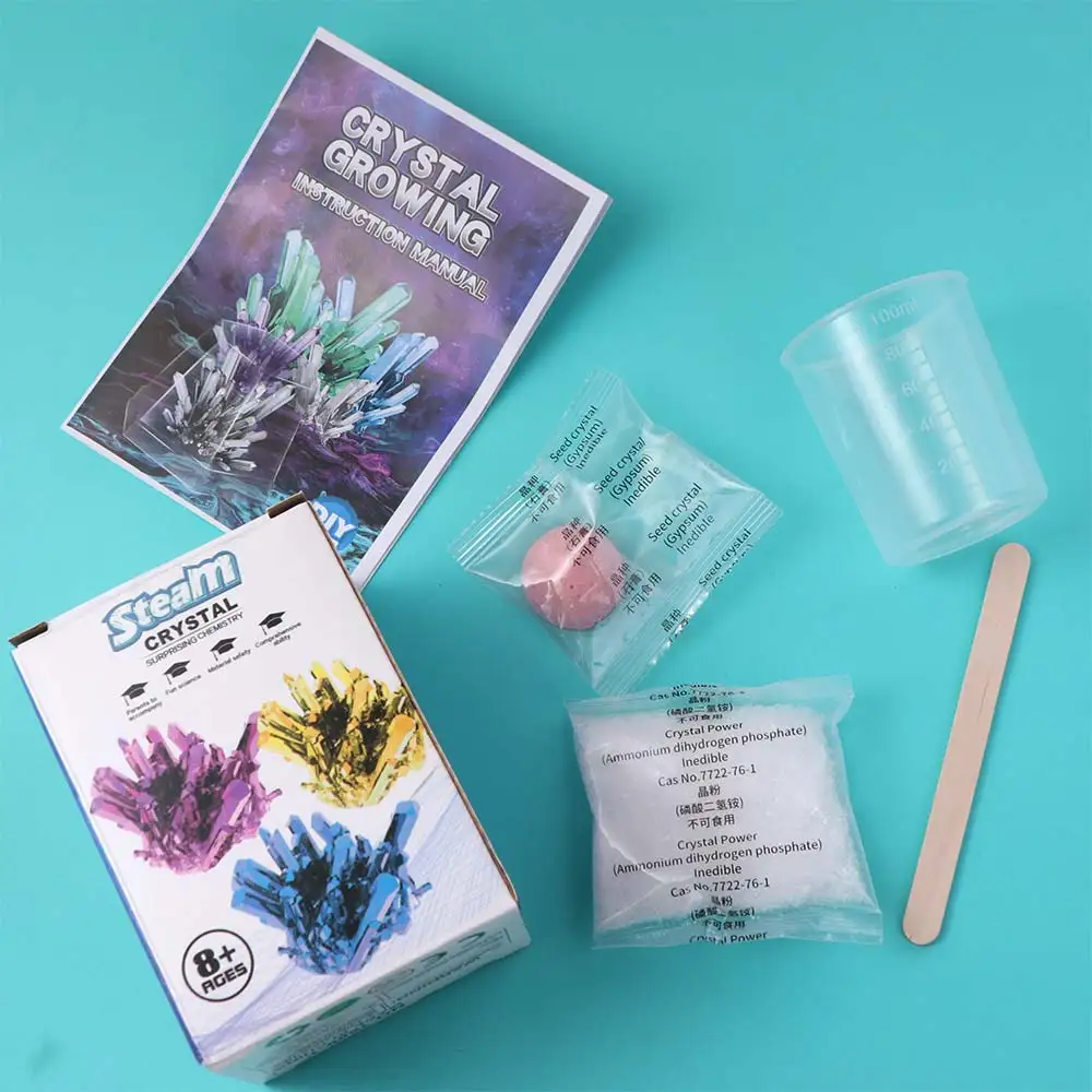 Grow a Crystal Crystal Growing Science Kit Colored Crystals Stirring Sticks Science Experiments Toy Mold Shapes Easy To Grow