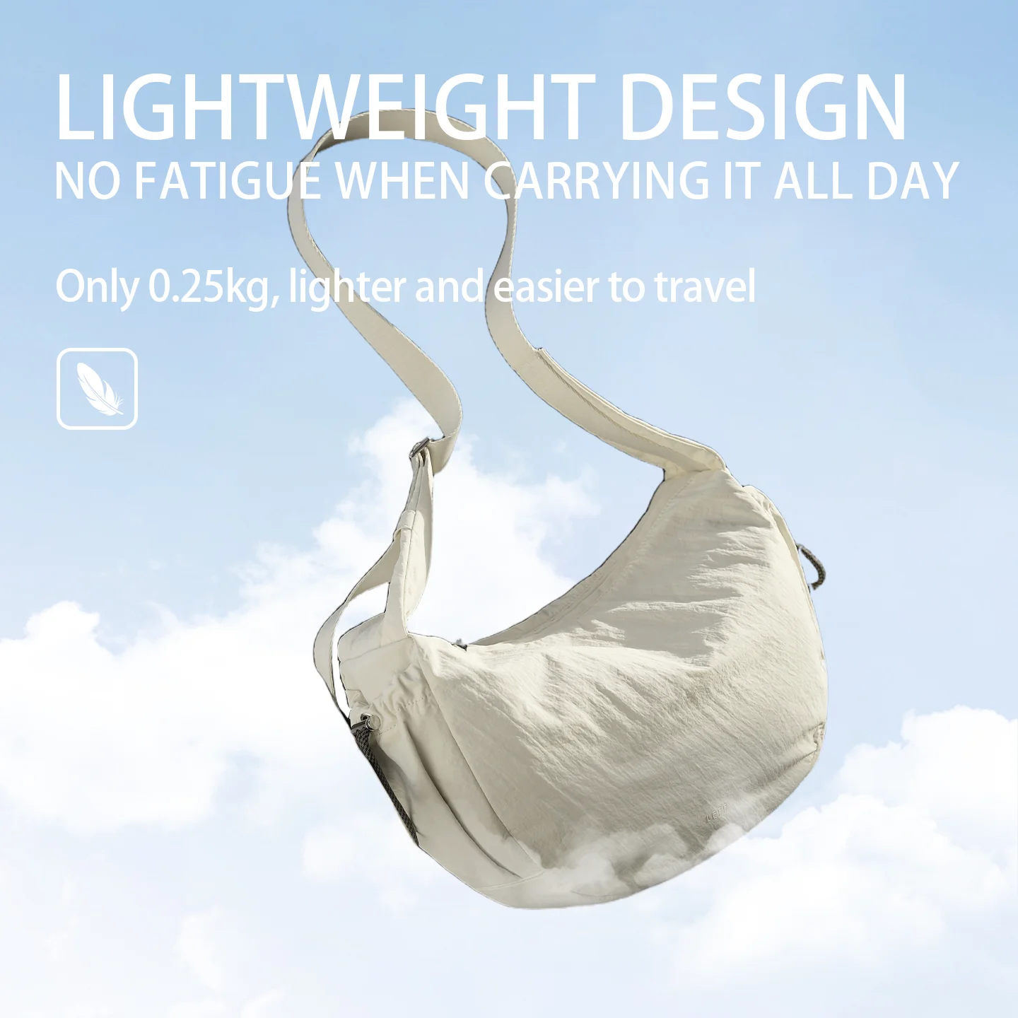 LEFF 2025 حقيبة نسائية عصرية سعة كبيرة للتنقل والسفر حقائب كروس موضة بلون نايلون حقائب كتف خفيفة للجنسين