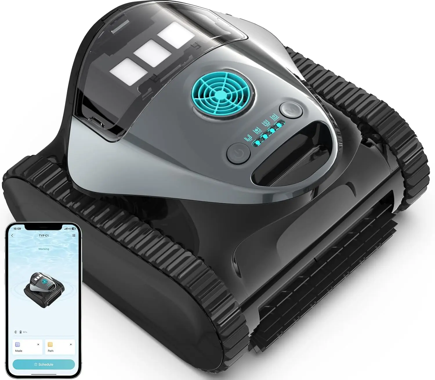 C1 Cordless Robotic Pool Cleaner With 180Mins, Wall Climbing & Waterline Cleaning, Long Runtime, Dual Layers, Automatic Pool Vac