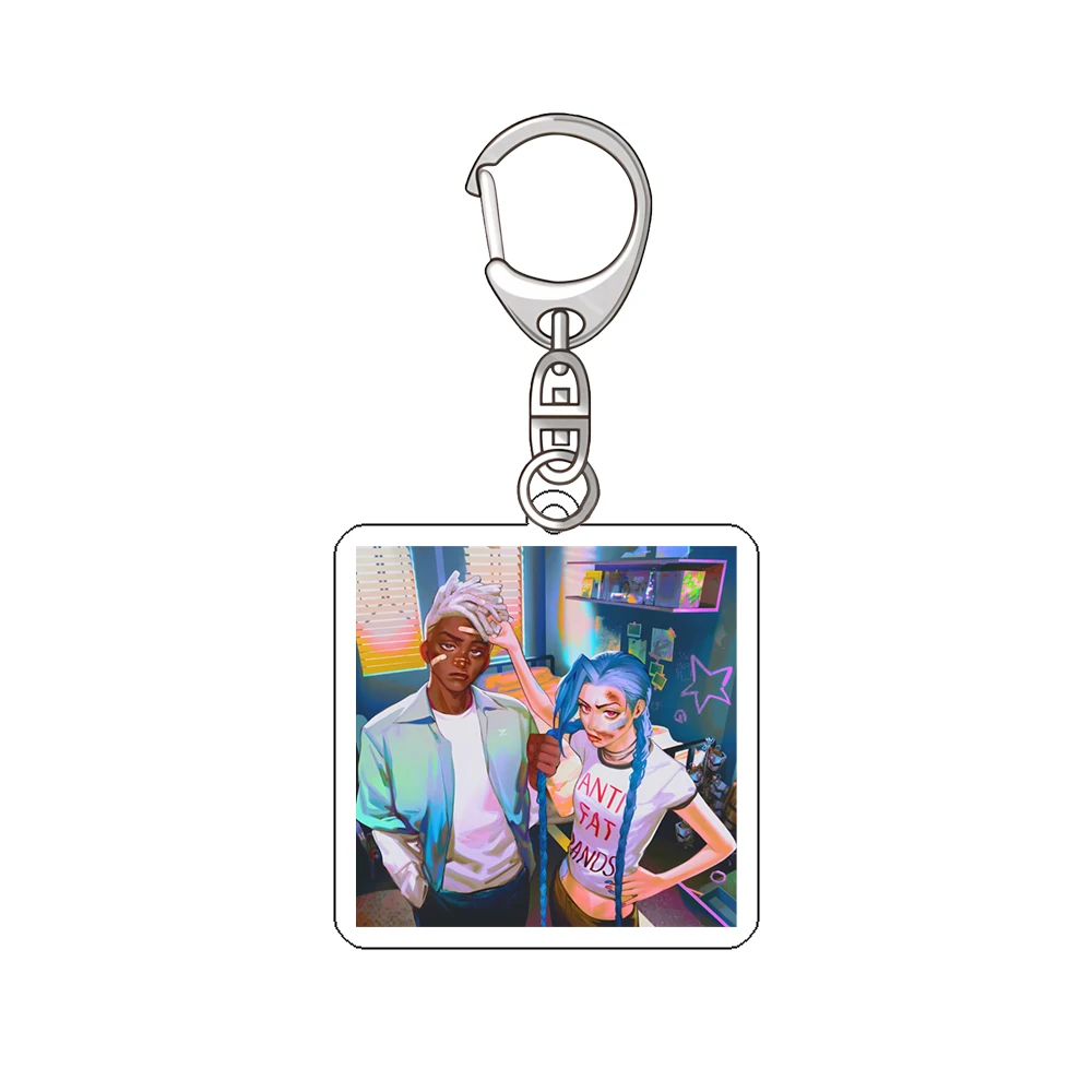 Arcane League Of Legends Jayce Viktor Anime Acrylic Friends Gift Girl Pendant fans Jewelry Keychain Key Ring Bag Charm Cute view 5
