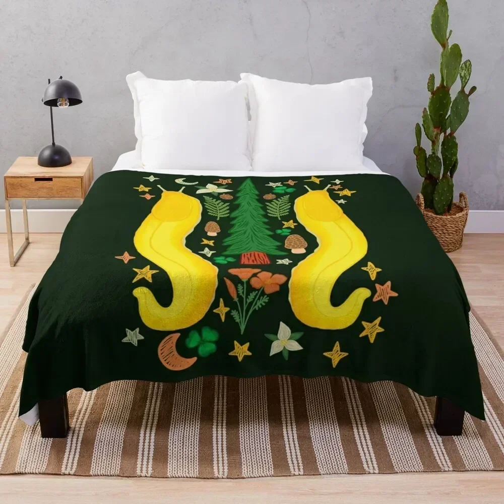 

BANANA SLUG FOLK ART Throw Blanket Breathable Lightweight Blanket for Adults Kids