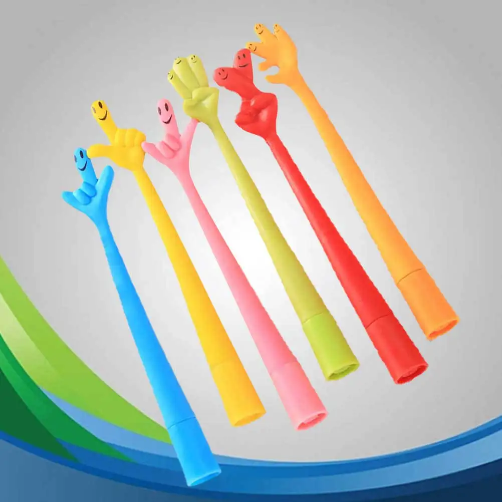 12Pcs Colorful Ballpoint Pens Finger Design Smooth Writing School Office Promotion Gift Pens Stationery Roller Pen