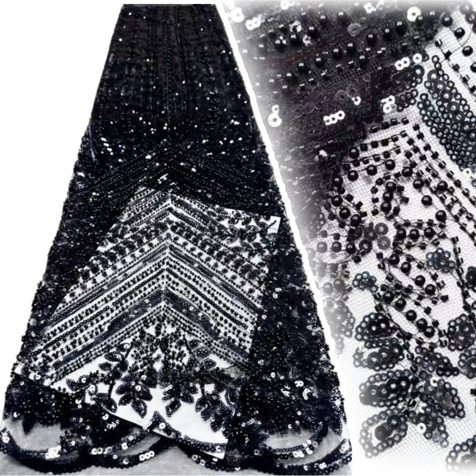 ผ้าลูกไม้แอฟริกันสีขาวปักเลื่อมสำหรับเจ้าบ่าวเจ้าสาวชาวไนจีเรีย ผ้าลูกไม้ฝรั่งเศสคุณภาพสูงสำหรับงานแต่งงาน รุ่น CC1678