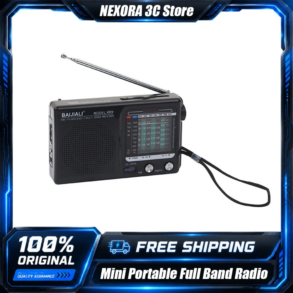 Mini Portable Radio FM AM SW Full Band Receiver High Sensitivity Pocket Radio Rechargeable Handheld Radio with Earphone Jack