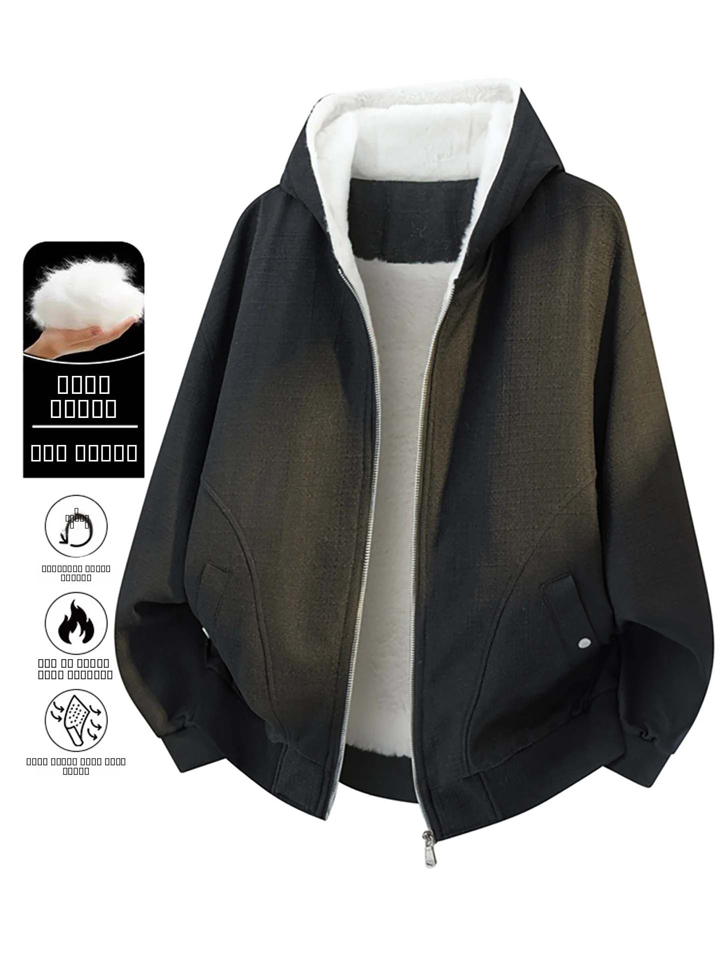 

Теплая утолщенная куртка с капюшоном для мужчин, повседневная модная верхняя одежда из полиэфирного волокна на молнии, свободного кроя, хлопковая, для осени и зимы