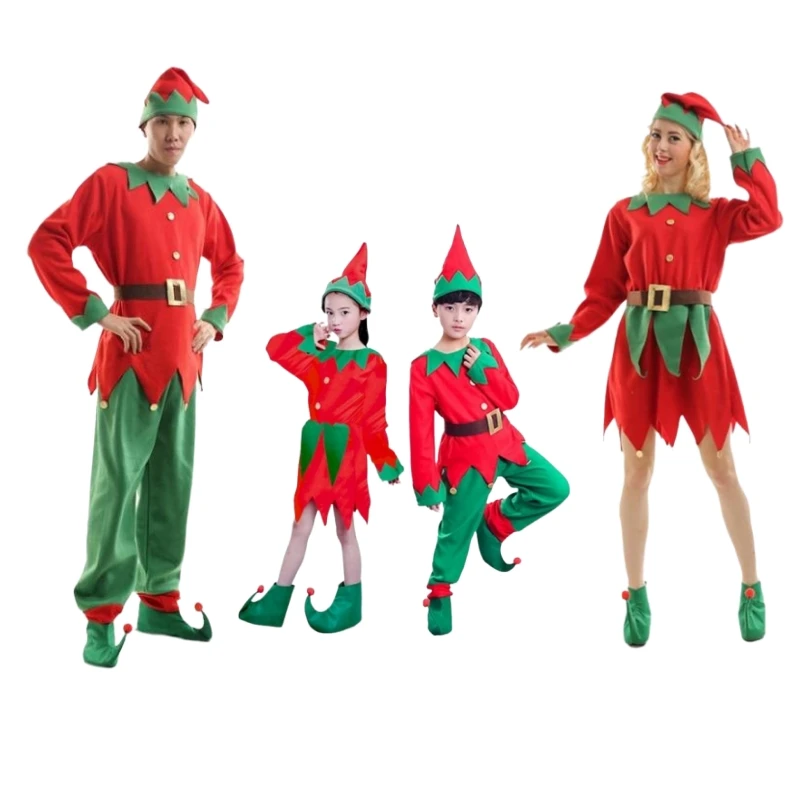 Christmas Family Costume Outfit Cosplay Santa Claus Party Suit New Year Performance Xmas Dress For Kids Couple Parent-Child Wear