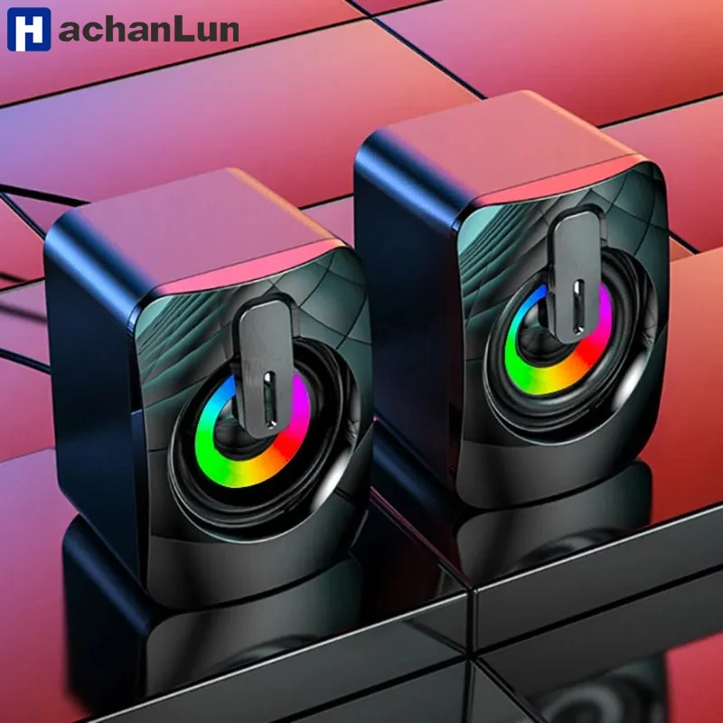 Computer Speakers PC Sound Box HIFI Microphone Stereo USB Wired Caixa De Som with LED Light For Desktop Computer