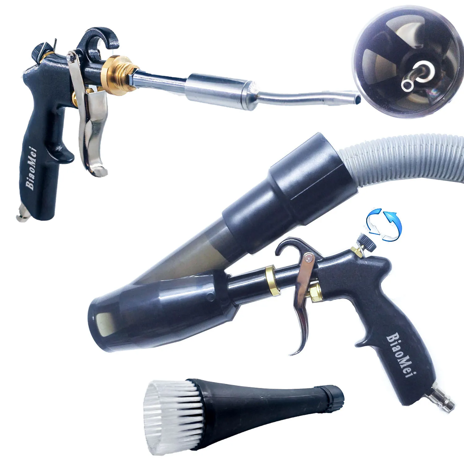Car Interior Detailing Air Blow Gun &vacunm Gun,Cleaning Tornado Gun Quickly Blasts Dirt and Dust from Surface Works with Air Compressor