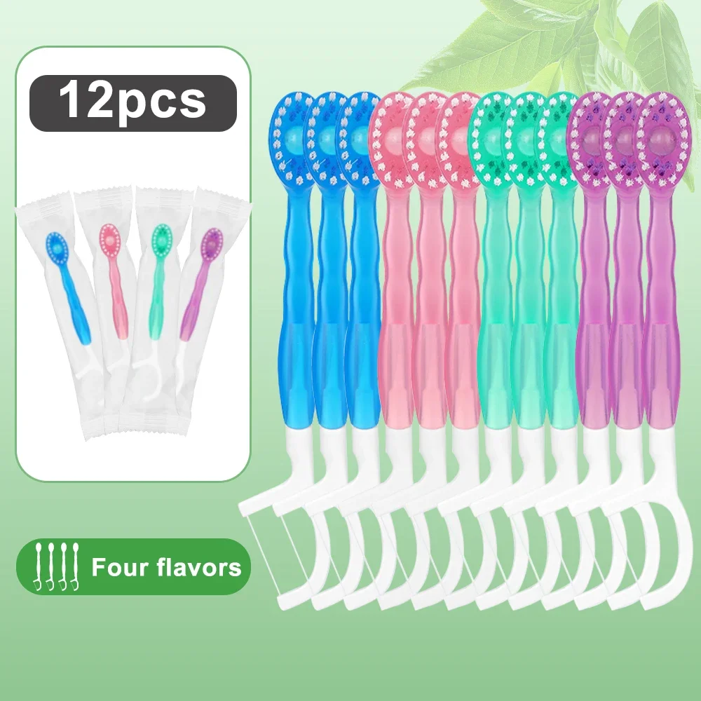 

Portable Hotel Travel Toothbrush Mini Exploded Bead Toothbrush Disposable Adult Cleaning Toothbrush 12pcs mix color