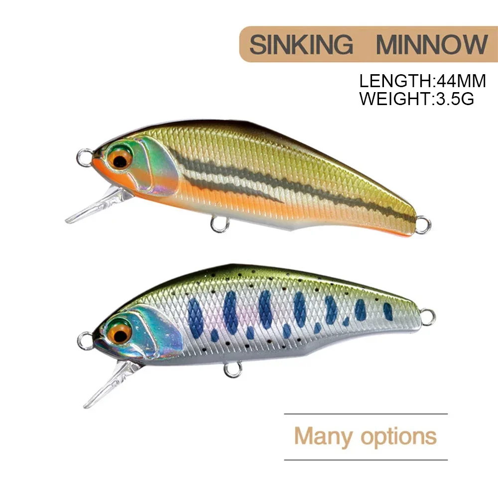 44mm 3,5g Smith hundimiento Minnow Wobblers Señuelos de pesca trucha cebo duro de plástico Artificial Jerkbaits Peche Bass pesca de carpa