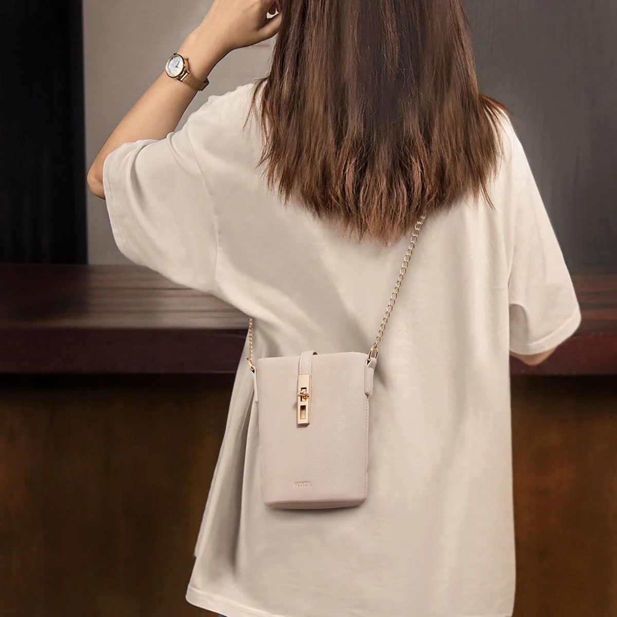 FOXER Chic Women's Shoulder Bag PU Leather Fashion Phone Bag Simple Lightweight Girl Travel Bag Small Crossbody Bag Purse image 2