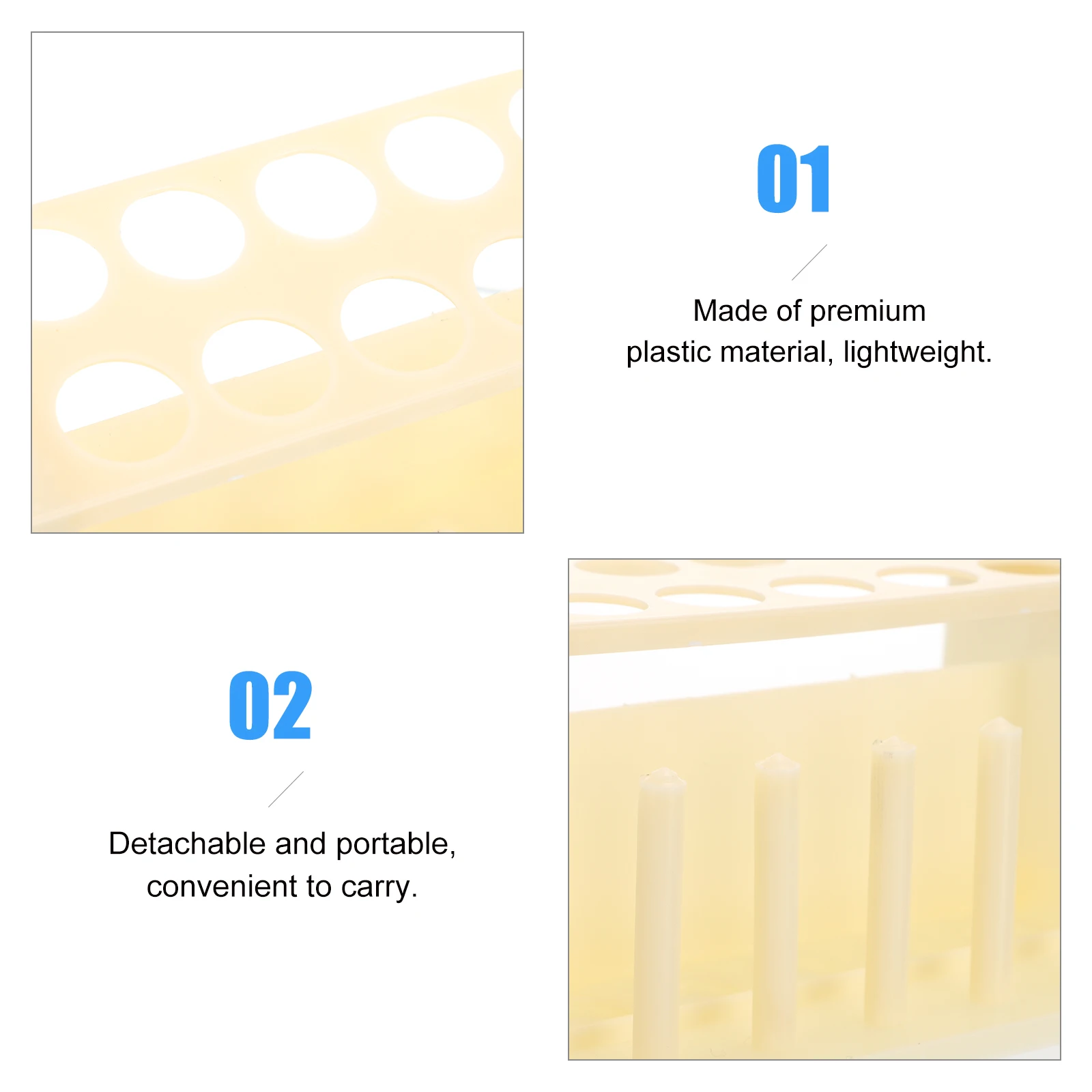 

Test Tube Rack Biology Lab Equipment Plastic Holder Storage for Pipe Multi-purpose Labs Beige Organizer