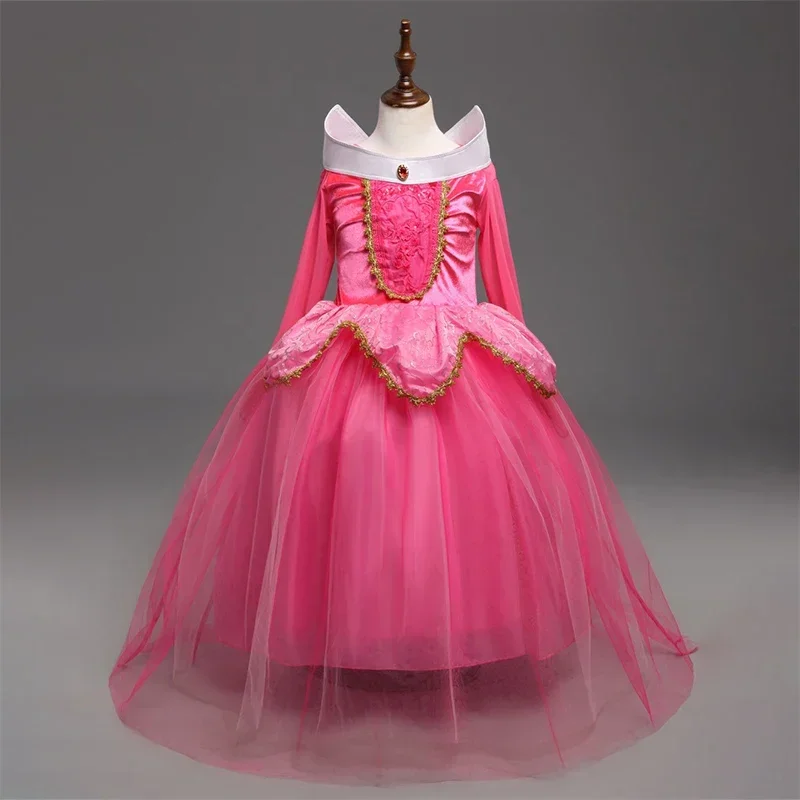 Sleeping Beauty Princess Dress Up for Girls Halloween Costume Mesh Puff Tulle Kids Cosplay Costume Lace Birthday Party Outfit