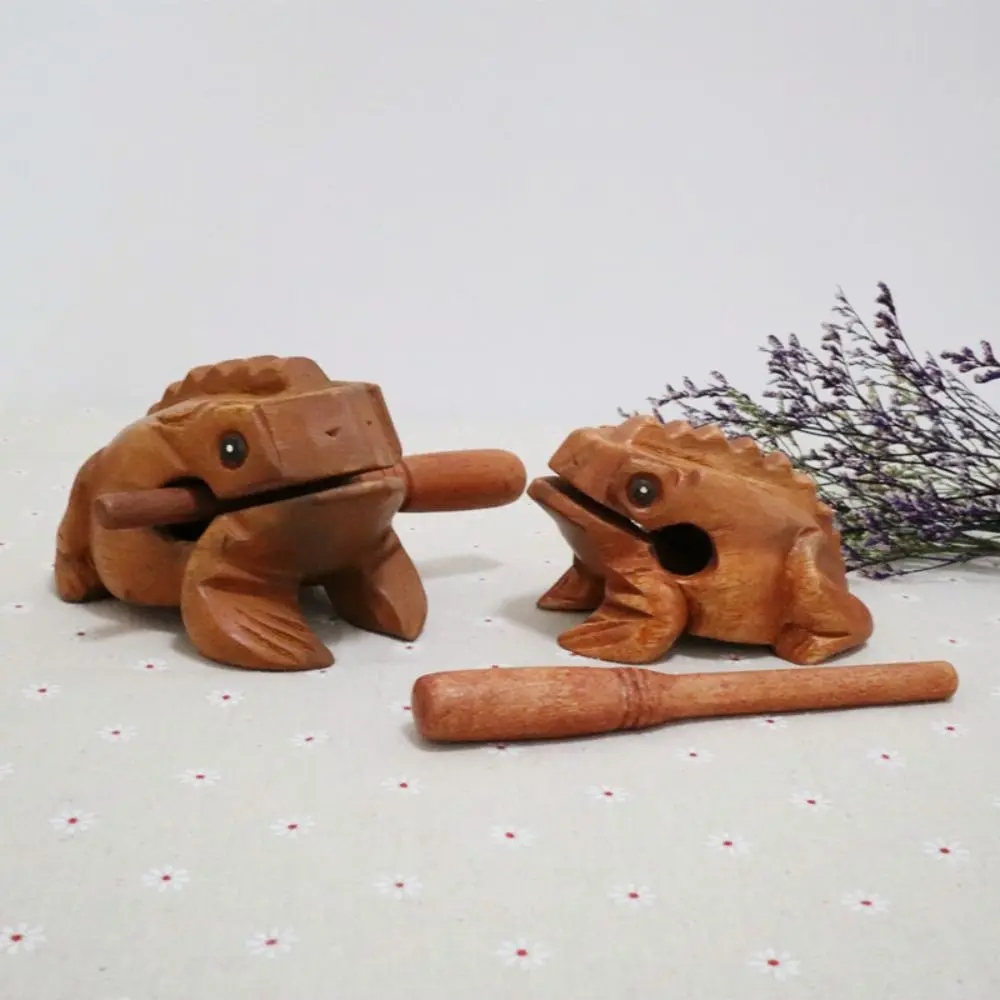 Portable Wooden Frog Guiro Rasp Handcrafted Lucky Frog Musical Instrument Lucky Frog Crafts Home Office Desk Decor