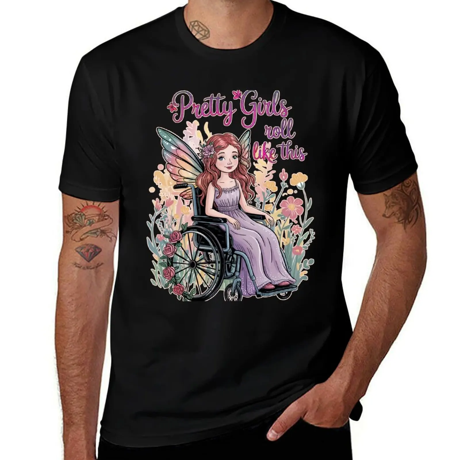 Fairy In A Wheelchair Fairy Disability Pride Fairycore Girl T-Shirt Stylish Graphic Short Sleeve Top