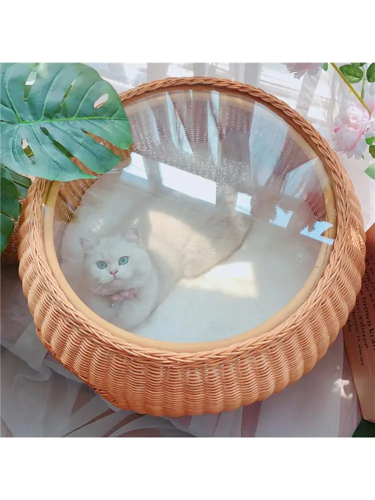 

Luxury Cat Villa Cat Delivery Room Pet Littet All-season Closed And Breathable Rattan Cat Litter