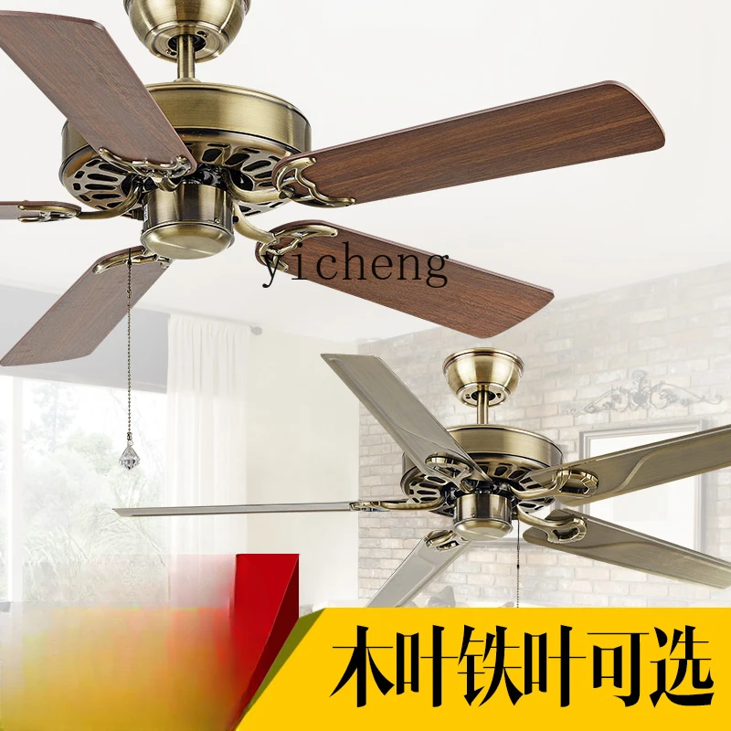 ZK Ceiling Fan Dining Room Iron Leaf Fan Living Room Cafe Retro Fan