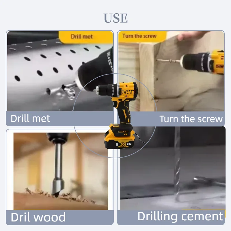 For Dewalt DCD800 Cordless Tool For Dewalt 20V Battery Impact Drill 1/2 Inch Brushless Electric Screwdriver Lithium Electric