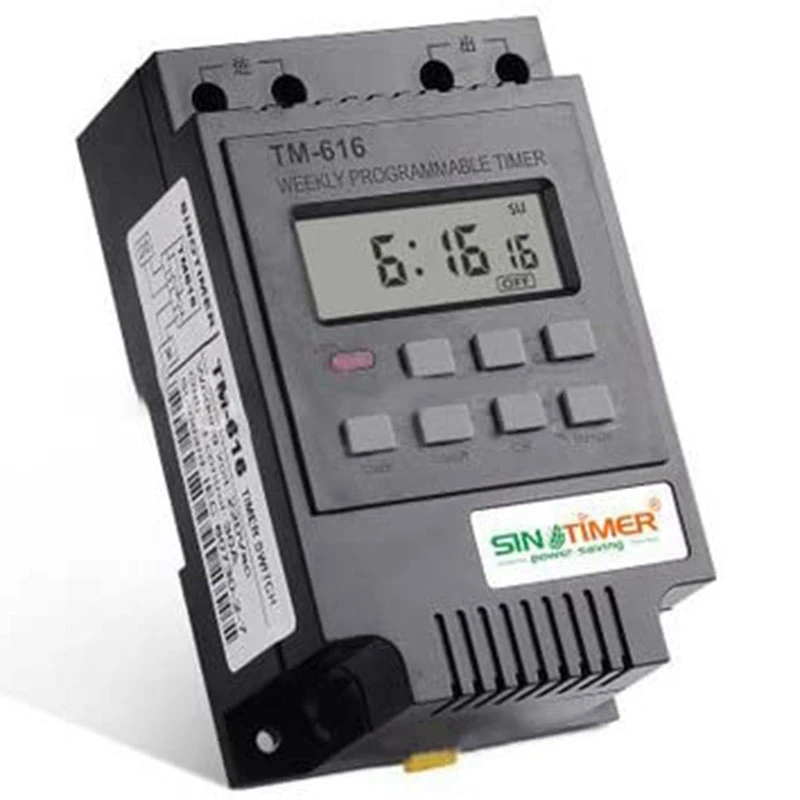 

SINOTIMER TM616 30AMP 4PINS 7 Days Programmable Timer Din Rail Mount Timer Switch Digital Timer 110V Ac Programmable Timer Relay