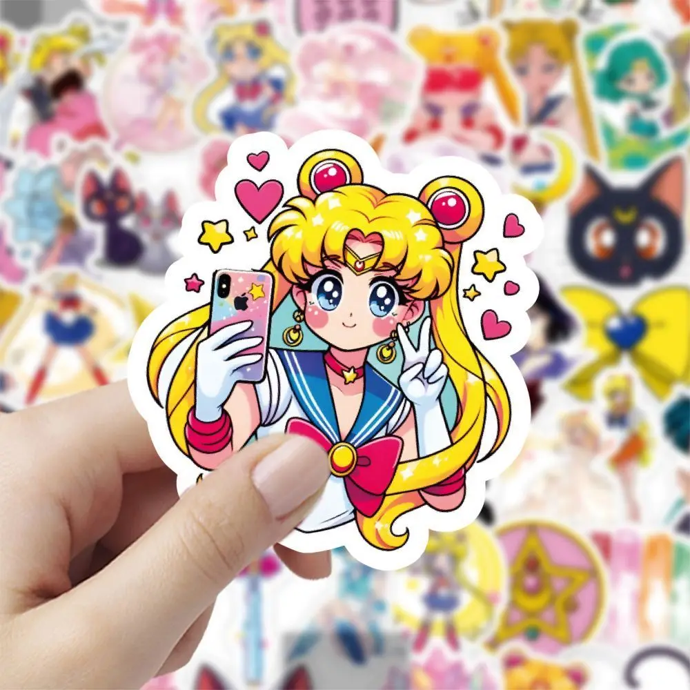 60PCS Cartoon Cute Sailor Moon Notebook Mobile Phone Case Computer Water Cup Refrigerator Guitar Suitcase Sticker Wholesale