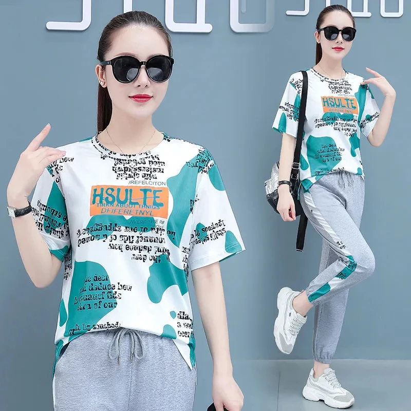

Summer Quick Dry Large Size Sportswear Set Casual Loose Slimming Student Street Style Fashionable Casual Two-Piece Set Trendy