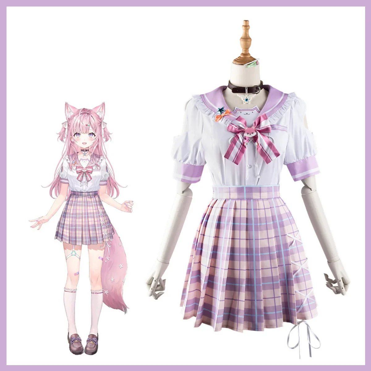 Hololive Virtual YouTuber Hakui Koyori Cosplay Costume VTuber Japanese Pink JK Uniform Skirt Coat Woman Sexy Kawaii Campus Suit