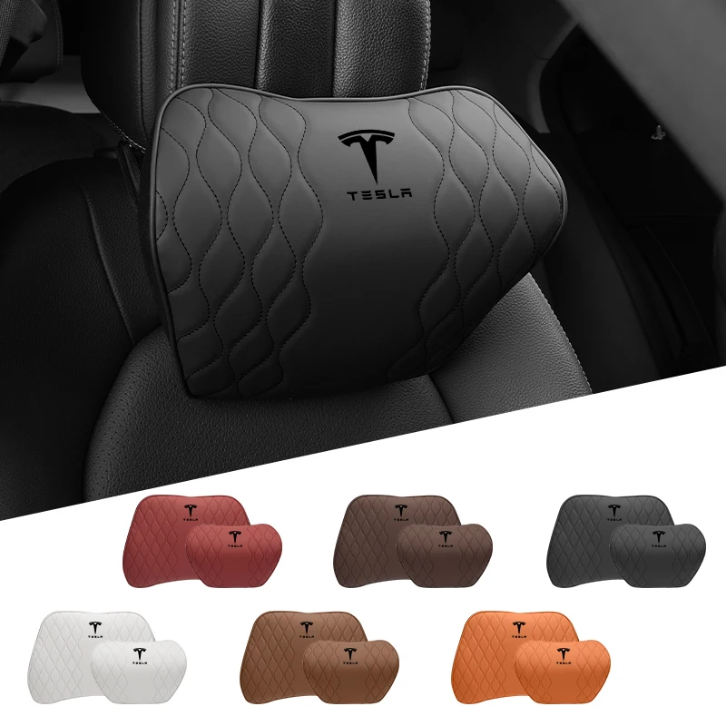 Poggiatesta per auto cuscino per il collo supporto lombare cuscino per sedile in pelle per Tesla Model 3 Model S Model X Model Y Roadster Bonina Coil