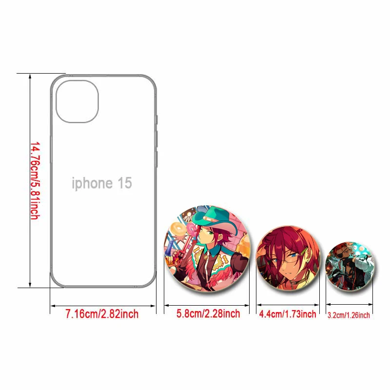 58/44/32MM Anime Ensemble Stars Pins Round Cartoon Figures Badge Rei Tsukinaga Isara Mao Sakuma Broszka dla fanów Kolekcja Prezenty