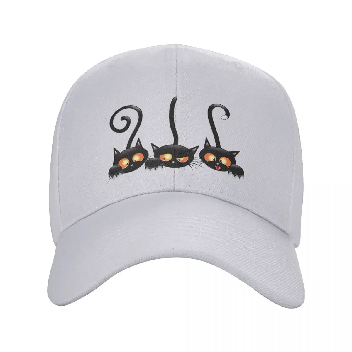 

Personalized Halloween Black Cat Baseball Cap Sun Protection Women Men's Adjustable Dad Hat Autumn Snapback Caps