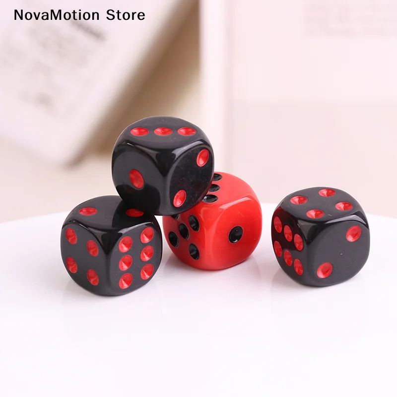 10Pcs 16mm Black Red Six Sided Spot D6 Playing Games Dice Set Opaque Dice For Bar Pub Club Party Board Game