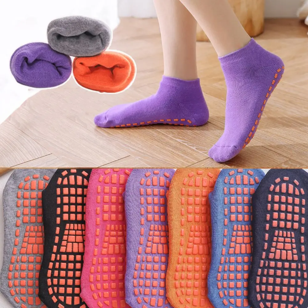 Autumn/Winter/Spring/Summer Non-slip Floor Socks Candy Color Cotton Yoga Trampoline Socks Soles Glue Early Education Socks