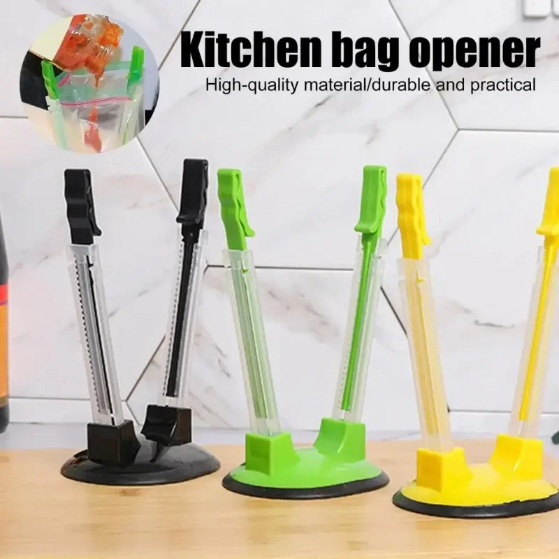 Kunststoff-Aufbewahrungsregal mit Taschenhalterung zum Kochen von Mahlzeiten, Plänen, wiederverwendbares Lebensmittelregal und Frischhaltebeutelhalter
